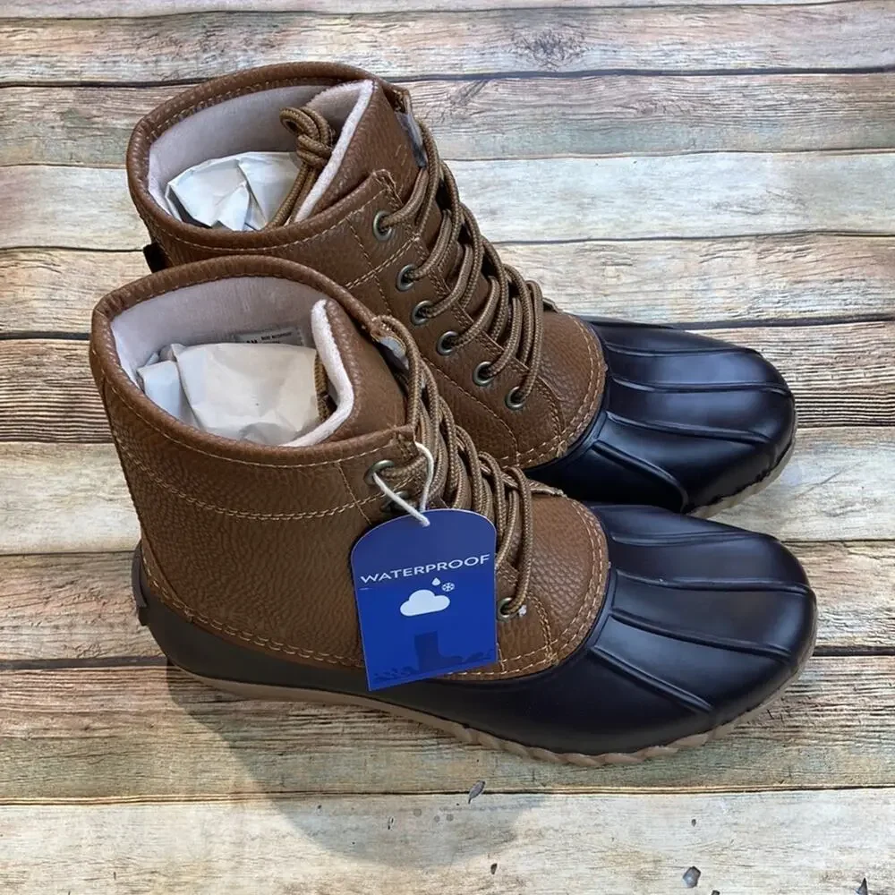 JBU Maine Men's Tan Waterproof Duck Boots Fleece Lined Size 10